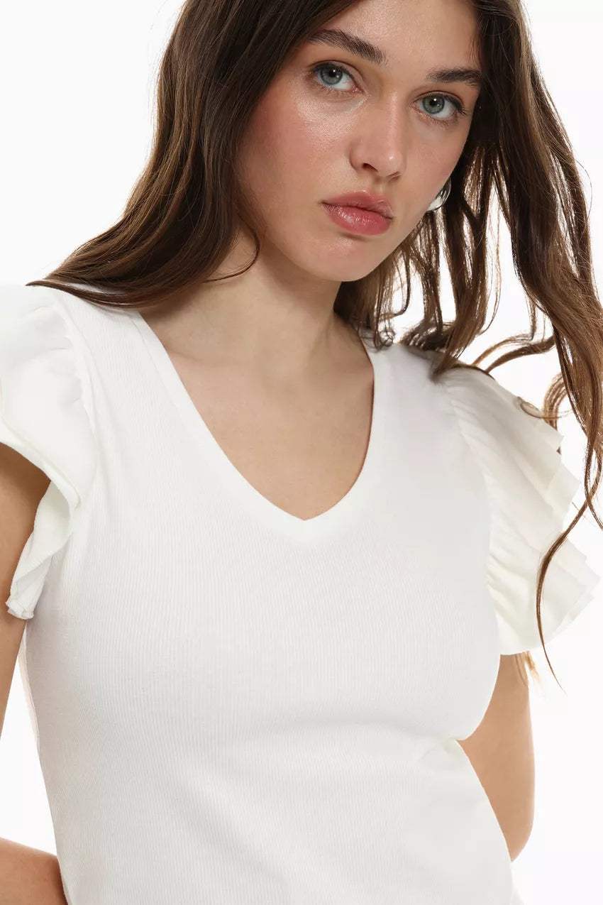 Camiseta canalé volantes
