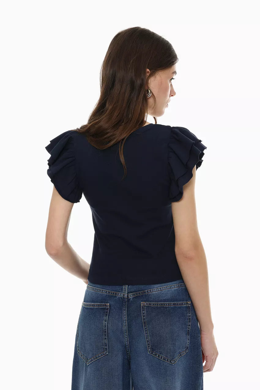 Camiseta canalé volantes