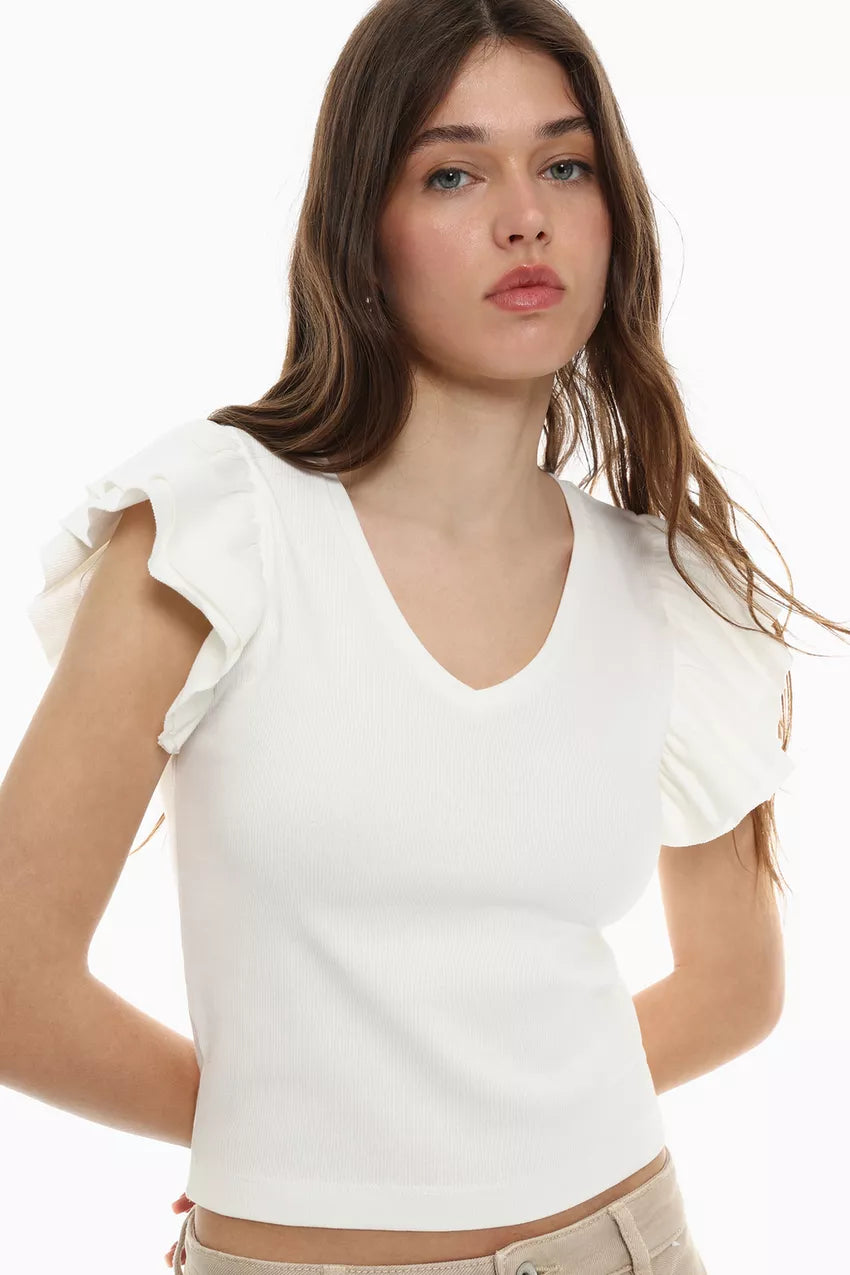 Camiseta canalé volantes