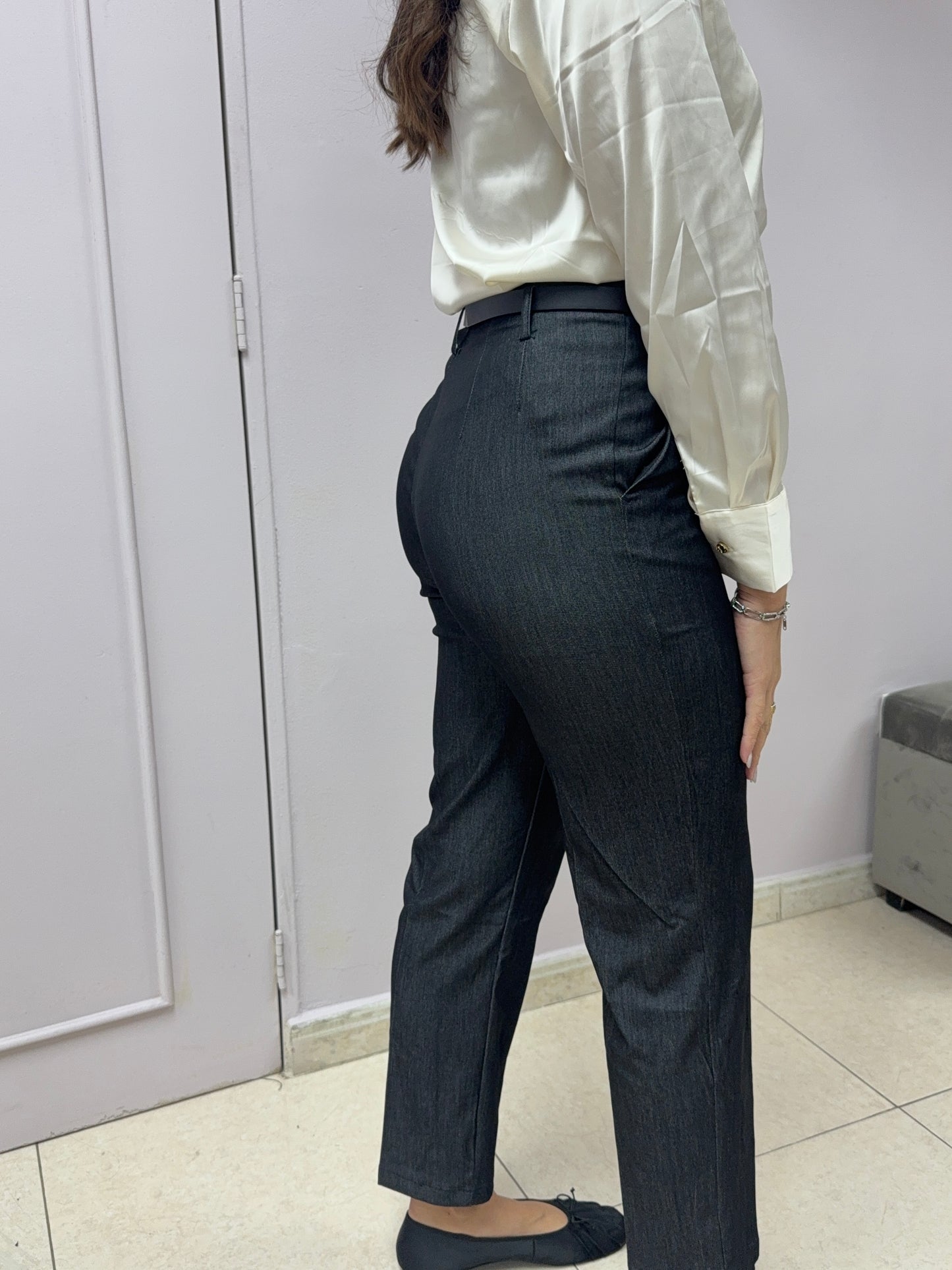 Pantalón tiro alto denim ligero