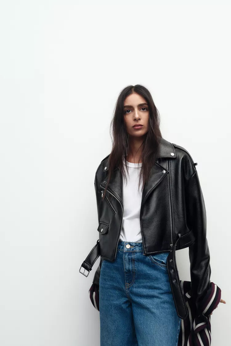 Chaqueta Biker efecto brillo