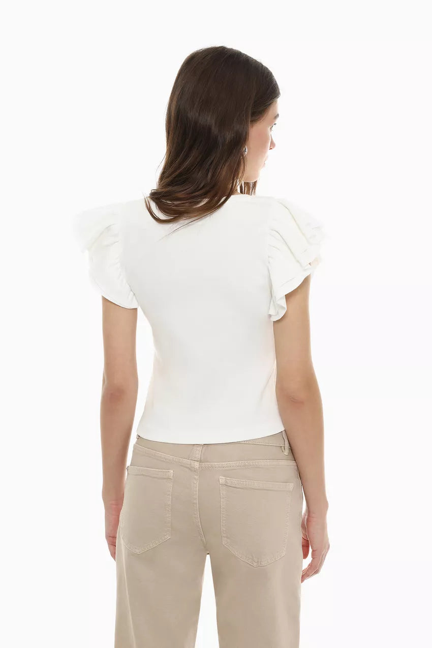 Camiseta canalé volantes