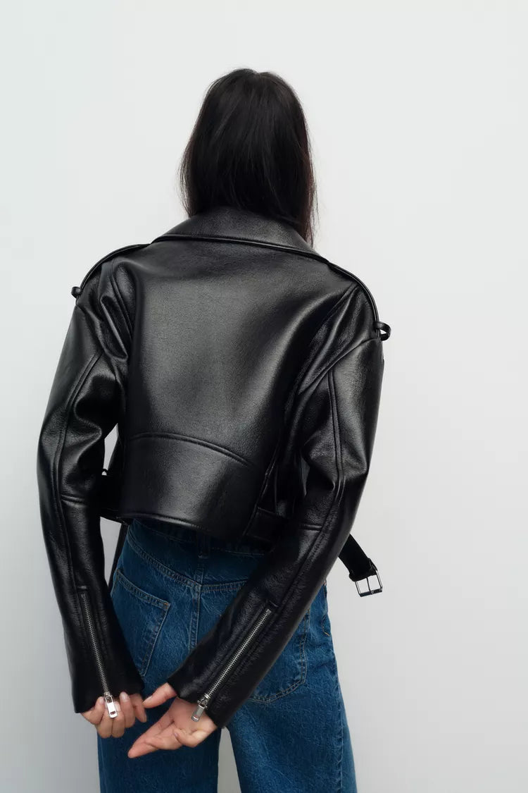Chaqueta Biker efecto brillo