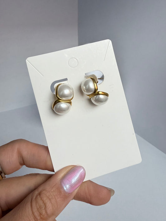 Aretes perla doble aura