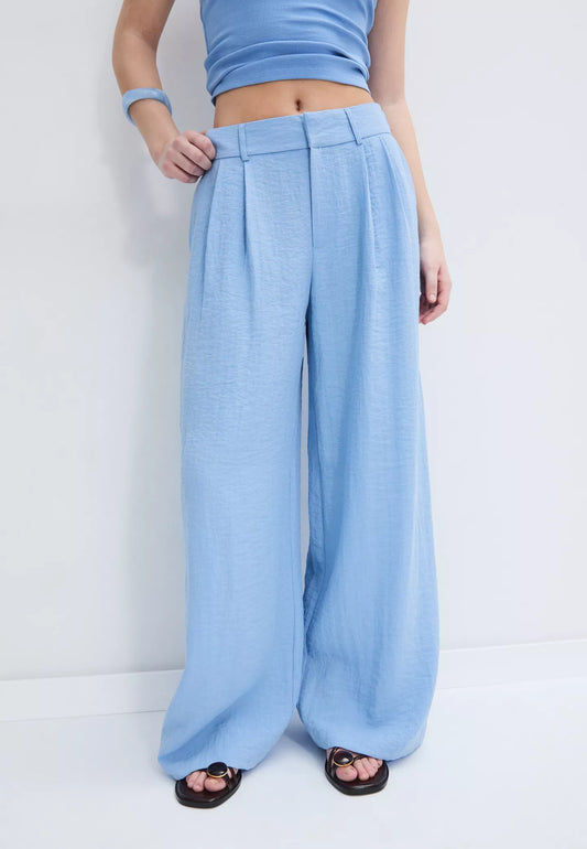 Pantalón cintura ajustable efecto lino