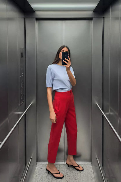 Pantalón recto tobillero
