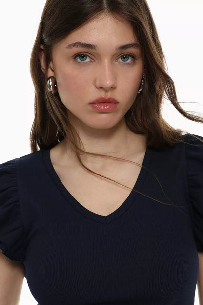 Camiseta canalé volantes