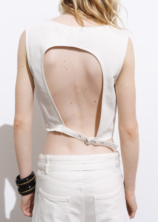 Top hebilla espalda abierta